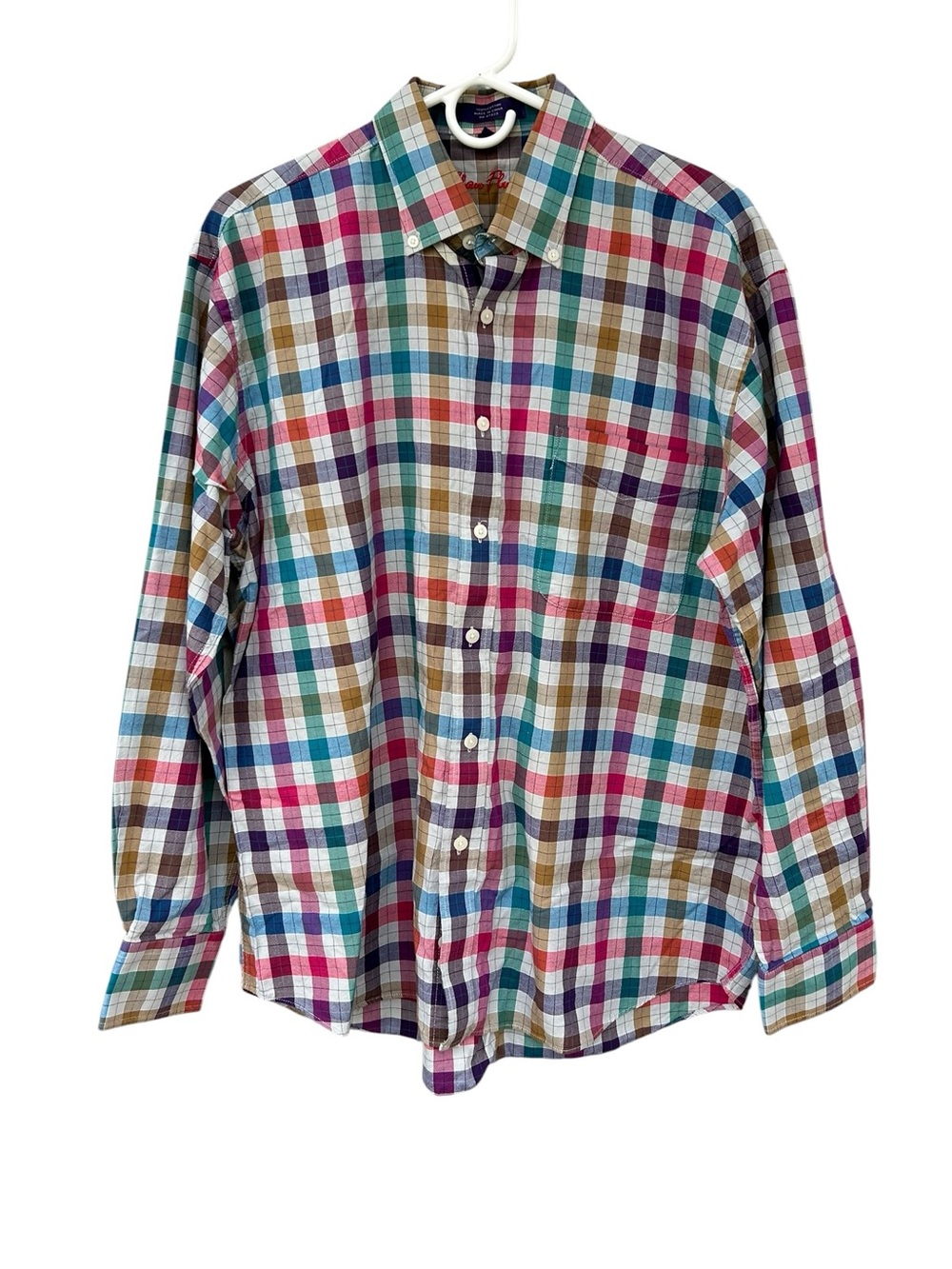 Alan Flusser Multicolor Plaid Men's Button-Down Shirt - Size Large - 100% Cotton